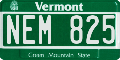 VT license plate NEM825