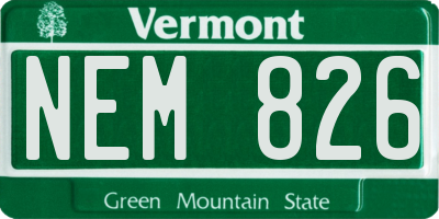 VT license plate NEM826