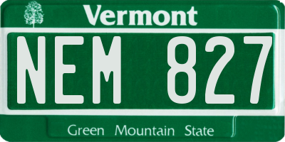 VT license plate NEM827