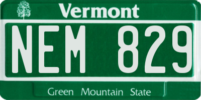 VT license plate NEM829