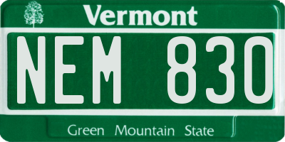 VT license plate NEM830