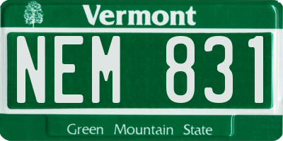 VT license plate NEM831