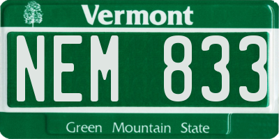 VT license plate NEM833