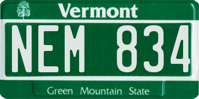 VT license plate NEM834