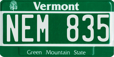 VT license plate NEM835