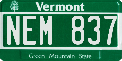 VT license plate NEM837