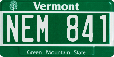 VT license plate NEM841