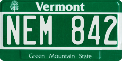 VT license plate NEM842