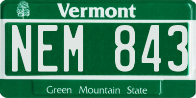 VT license plate NEM843