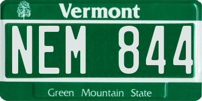 VT license plate NEM844