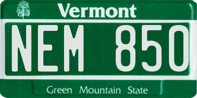 VT license plate NEM850