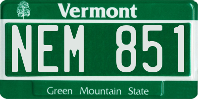 VT license plate NEM851