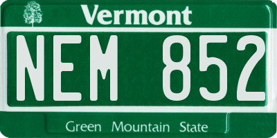 VT license plate NEM852