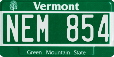 VT license plate NEM854
