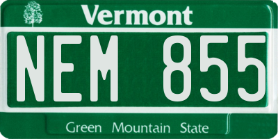 VT license plate NEM855