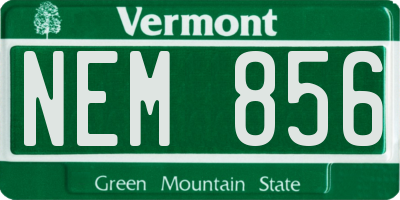 VT license plate NEM856
