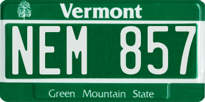 VT license plate NEM857