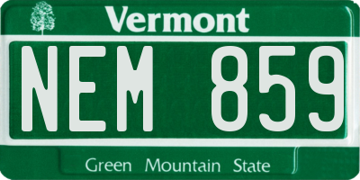 VT license plate NEM859