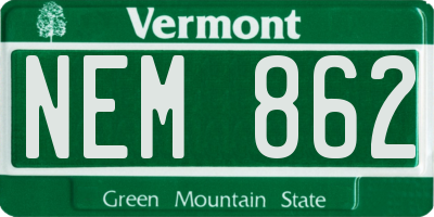 VT license plate NEM862