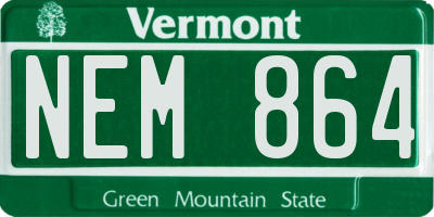 VT license plate NEM864