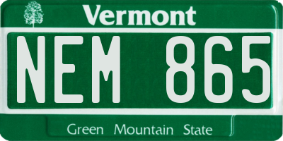 VT license plate NEM865