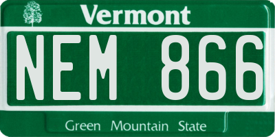 VT license plate NEM866