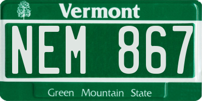 VT license plate NEM867