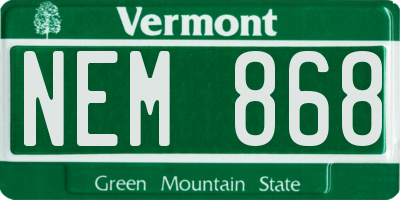 VT license plate NEM868
