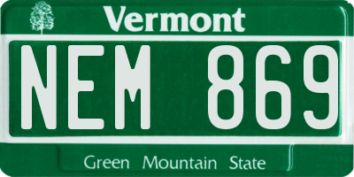 VT license plate NEM869