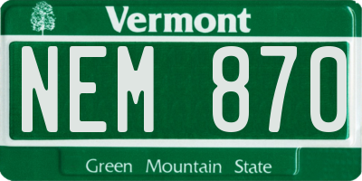 VT license plate NEM870