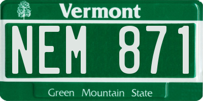 VT license plate NEM871