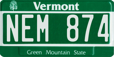 VT license plate NEM874