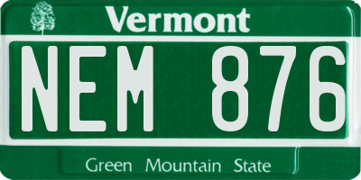 VT license plate NEM876