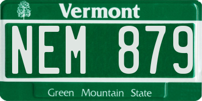 VT license plate NEM879