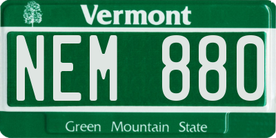 VT license plate NEM880