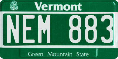 VT license plate NEM883