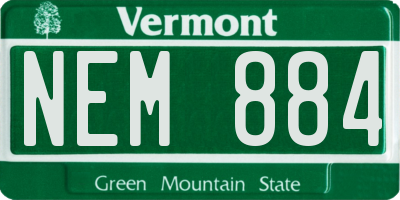 VT license plate NEM884