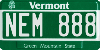 VT license plate NEM888