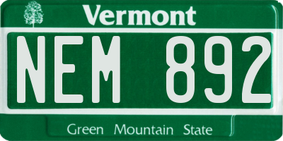 VT license plate NEM892