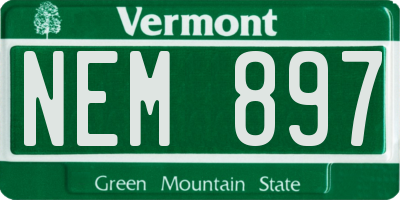 VT license plate NEM897