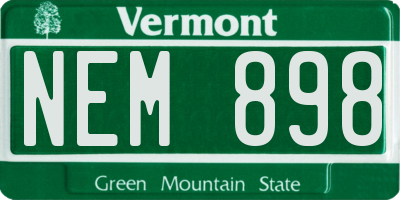VT license plate NEM898