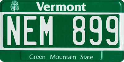 VT license plate NEM899