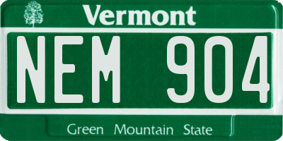 VT license plate NEM904