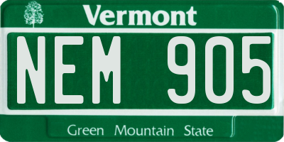 VT license plate NEM905