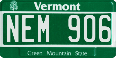 VT license plate NEM906