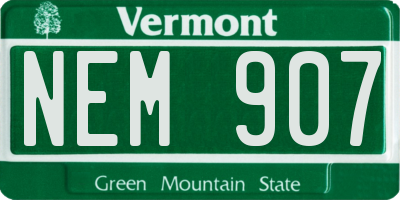 VT license plate NEM907
