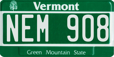 VT license plate NEM908