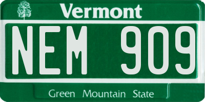 VT license plate NEM909
