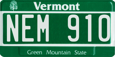 VT license plate NEM910