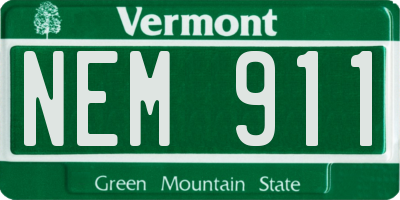 VT license plate NEM911